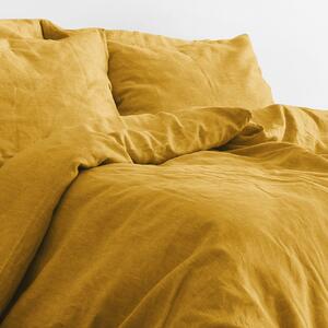 Goldea exkluzív len ágyneműhuzat - mustárszínű 140 x 200 és 70 x 90 cm