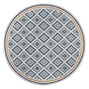 Sárga-kék kerek kültéri-beltéri szőnyeg ø 160 cm Zia Trellis – Flair Rugs