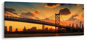 Kép - Naplemente a Ben Franklin híd felett, Philadelphia (120x50 cm)