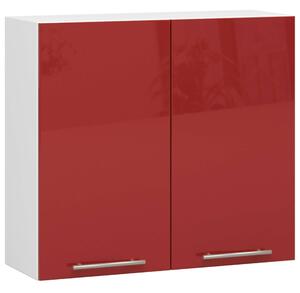 Akasztós konyhaszekrény olivia w 80cm fehér-piros fényes h720