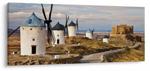 Kép - Consuegra szélmalmai, Spanyolország (120x50 cm)