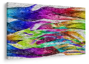 Kép - Téglafal színes lángokkal (90x60 cm)