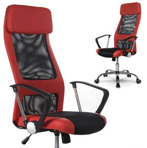Micro-hálós ergonomikus irodai forgószék - piros-fekete