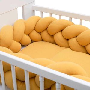 Muszlin ágynemű szett kiságyba töltettel New Baby 100x70 cm mustárszín