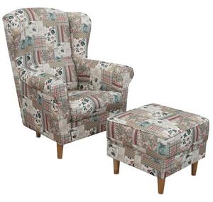 Füles fotel puffal, szövet patchwork Viorica 1, ASTRID