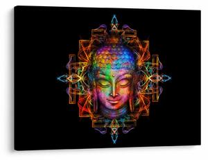 Kép - Buddha mellszobra neon színekben (70x50 cm)