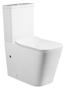 Elsa White perem nélküli mély öblítésű szögletes monoblokkos WC alsó/hátsó kifolyású slim tetővel + tartály