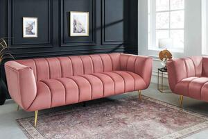 Design ülőgarnitúra Nikolai 225 cm rózsaszín bársony