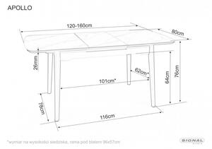 Apollo bővíthető étkezőasztal 120-160cm