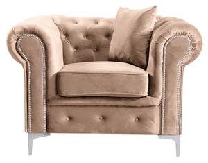 Luxus fotel, világosbarna Velvet szövet, ROMANO