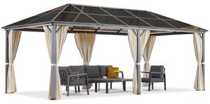 Milos 3x6m kerti pavilon krémszínű függönyökkel Garden Point