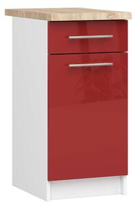 Szekrény olivia s40 sz1 + felső fehér / vörös fényes