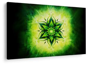Kép - Virág mandala zöld háttérrel (90x60 cm)