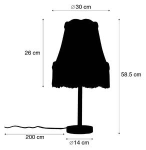 Klasszikus asztali lámpa fekete, nagymama rózsaszín árnyalattal 30 cm - Simplo