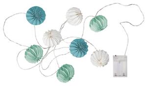 HANAMI LED-es égősor, fehér-zsályazöld-petrol 8 égő