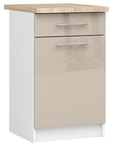 Szekrény olivia s50 sz1 + felső fehér / cappuccino fényes