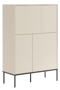 Könyvespolc Belfelu 100, Ajtókkal, Zárt, Laminált forgácslap, 142x94x40cm, Krém, Fekete