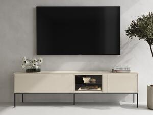 TV-állvány Belfelu 103, Edzett üveg, Laminált forgácslap, 55x166x40cm, Fekete, Krém