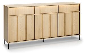 Komód Morelbo 103, Laminált forgácslap, 83x164x40cm, Fekete, Cremona tölgy