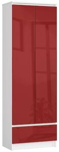 Irodai zárt könyvespolc fiókkal P180_60 - fehér/fényes piros