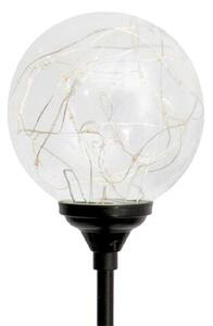 HOME Napelemes üveggömb dekoráció meleg fehér micro LED füzérrel MX 624