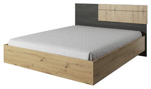 Ágy, artisan tölgy/fekete norvég fenyő, BAFRA