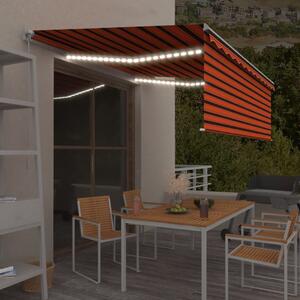 Narancssárga-barna kézzel kihúzható LED-es napellenző 4 x 3 m