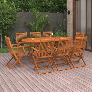 VidaXL 9 részes tömör akácfa kerti étkezőgarnitúra 180x90x75 cm