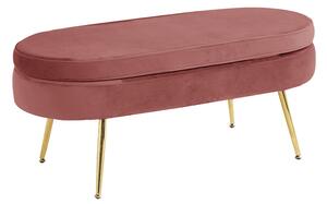 Luxus zsámoly/puff, rózsaszín Velvet szövet/króm arany, Art-deco, NOBLIN TABURET TYP 2