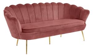 Luxus heverő, 3-as ülés, rózsaszín Velvet szövet/króm arany, Art-deco stílus, NOBLIN