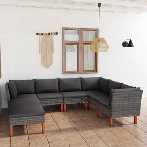 VidaXL 8 részes szürke polyrattan kerti ülőgarnitúra párnákkal