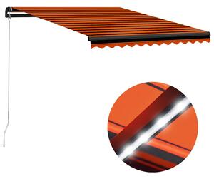 Narancs és barna kézzel kihúzható LED-es napellenző 300x250 cm