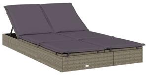 VidaXL Kétüléses Napozóágy - Polyrattan - Szürke