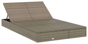 VidaXL Kétüléses Napozóágy - Polyrattan - Szürke