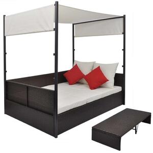 Polyrattan Napozóágy - 2 Fő - 190x130 cm