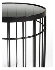 Lance fekete tárolóasztal üveg asztallappal, ø 35 cm - White Label