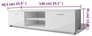 VidaXL magasfényű fehér TV-szekrény 140 x 40,3 x 34,7 cm