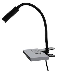 Lagos csíptetős világítás, fekete, fém, 30 cm, olvasólámpa, G9