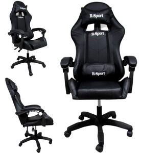 R-Sport Gamer szék deréktámasszal és masszázs funkcióval - fekete
