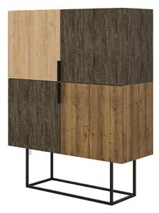 Barna-natúr színű szekrény tölgyfa dekorral 100x130 cm Titan – Marckeric