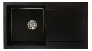 Alex gránit mosogató automata szűrőkosaras leeresztővel szifonnal fekete, beépíthető