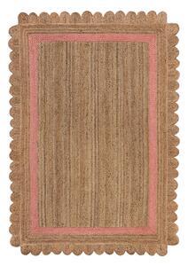 Rózsaszín-natúr színű kézi szövésű juta szőnyeg 160x230 cm Grace – Flair Rugs
