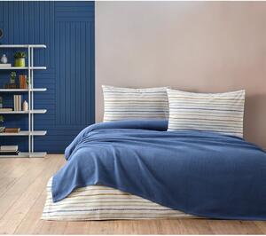 Kék pamut ágytakaró, lepedő és párnahuzat szett 200x240 cm Karina – Mijolnir