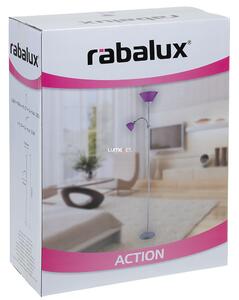 Rábalux Action mennyezetvilágító állólámpa olvasókarral, lila