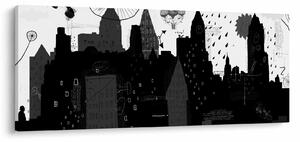 Kép - Város feliratokkal és mintákkal (120x50 cm)