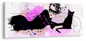 Kép - Nő egy fekete macskával (120x50 cm)