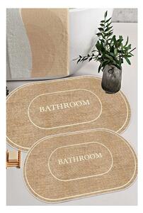 Barna-krémszínű fürdőszobai kilépő szett 2 db-os 60x90 cm Jute Look – Mila Home