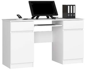 Számítógépasztal, fiókkal és polccal P135_77 - fehér