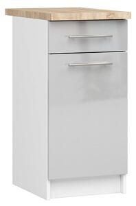 Szekrény olivia s40 sz1 + felső fehér / fényes metálfényű szekrény