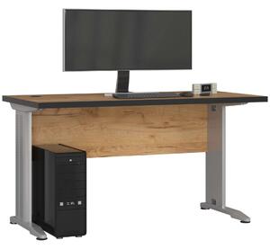 Akord Számítógépes asztal P76_135 - kézműves tölgy, 135x76x60 cm, fém lábak